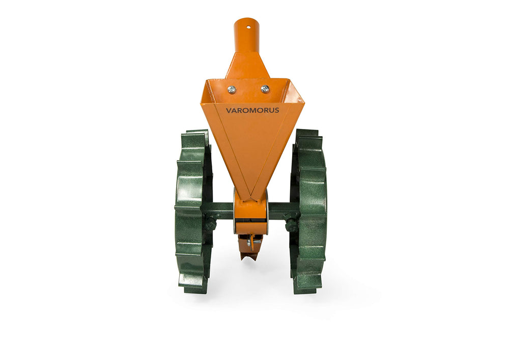 VAROMORUS seeder side profile highlighting sturdy build and portability