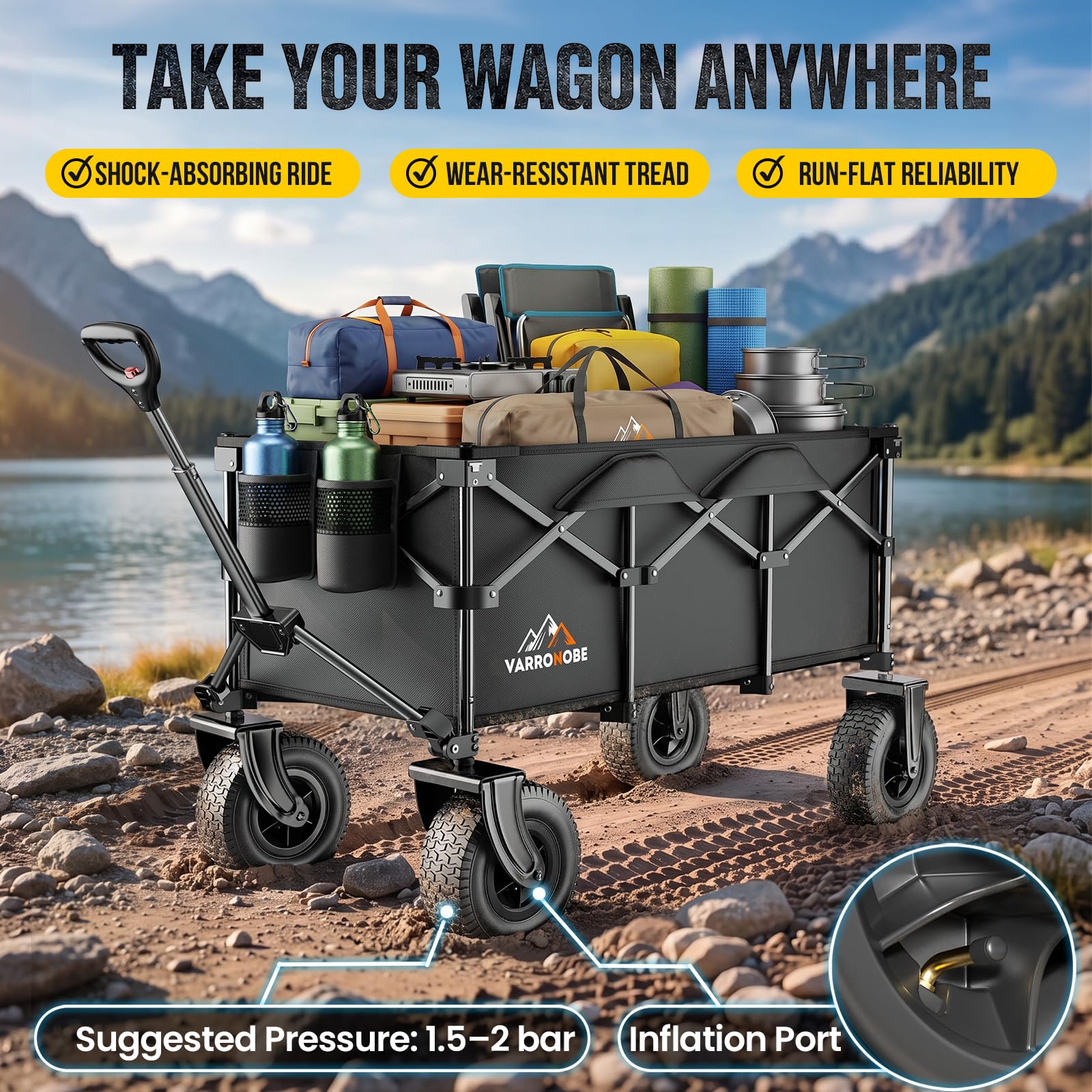 VARRONOBE loaded with a large cooler to show 220L capacity and organization