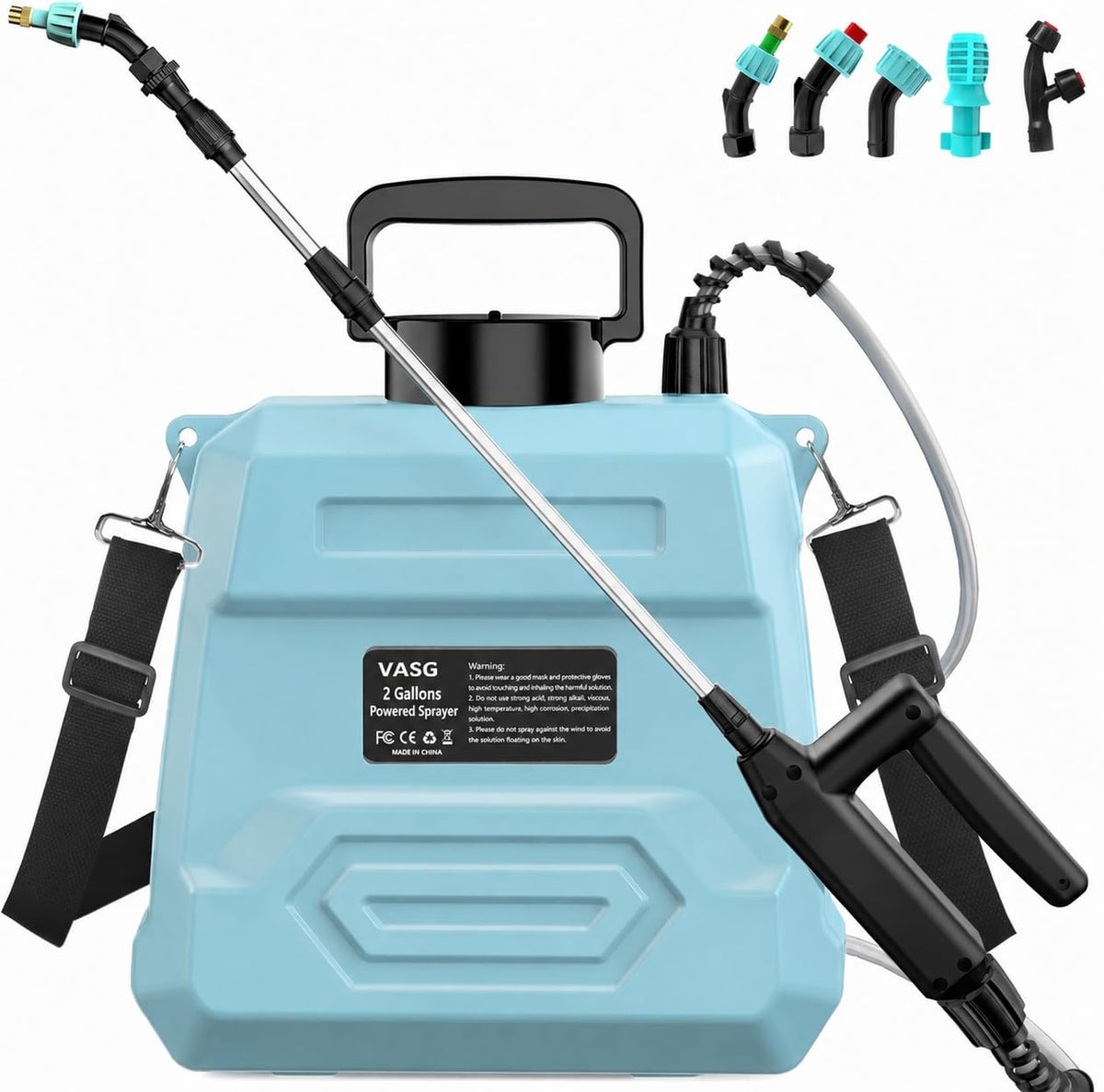 VASG front view of electric sprayer showing controls and comfortable handle for easier spraying