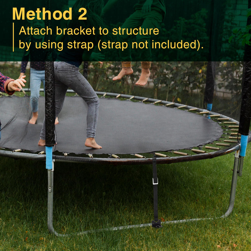 VASGOR anchor near trampoline base stabilizing recreational equipment