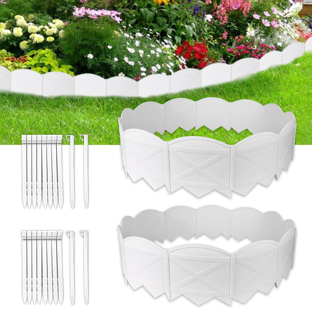 Vashly front view of white edging kit showing panels and clean border benefit