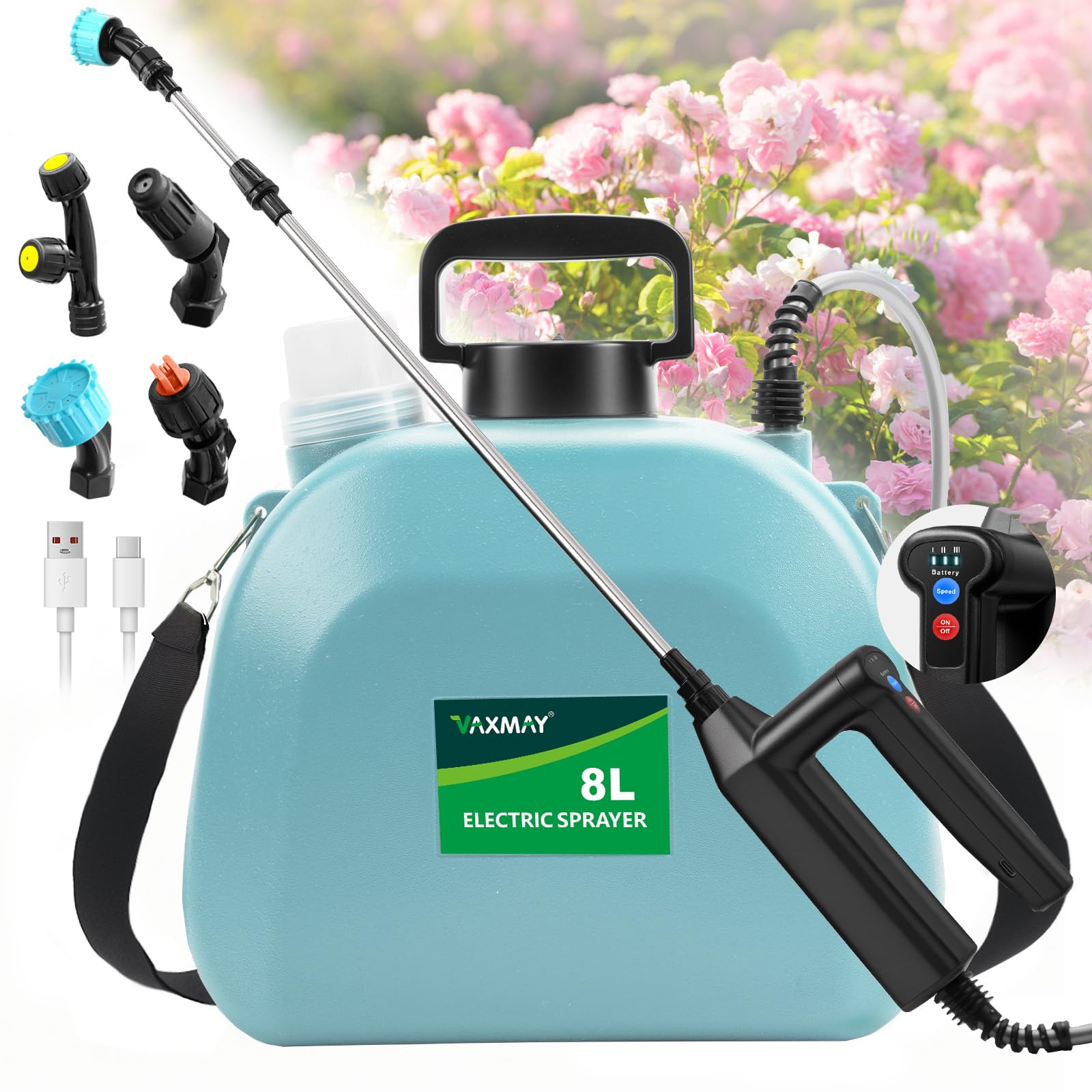VAXMAY front view of sprayer showing compact design and portability