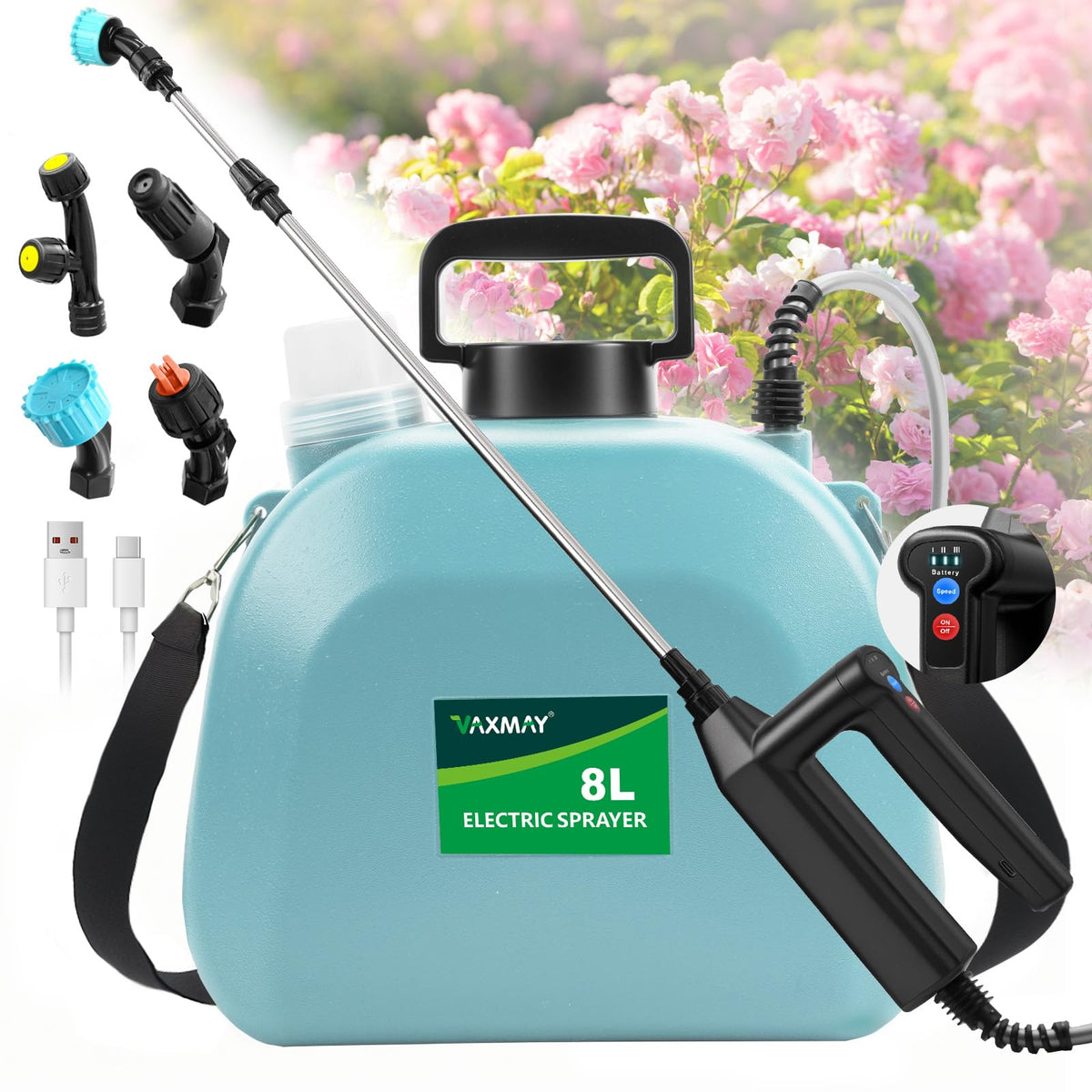 VAXMAY front view of sprayer showing compact design and portability