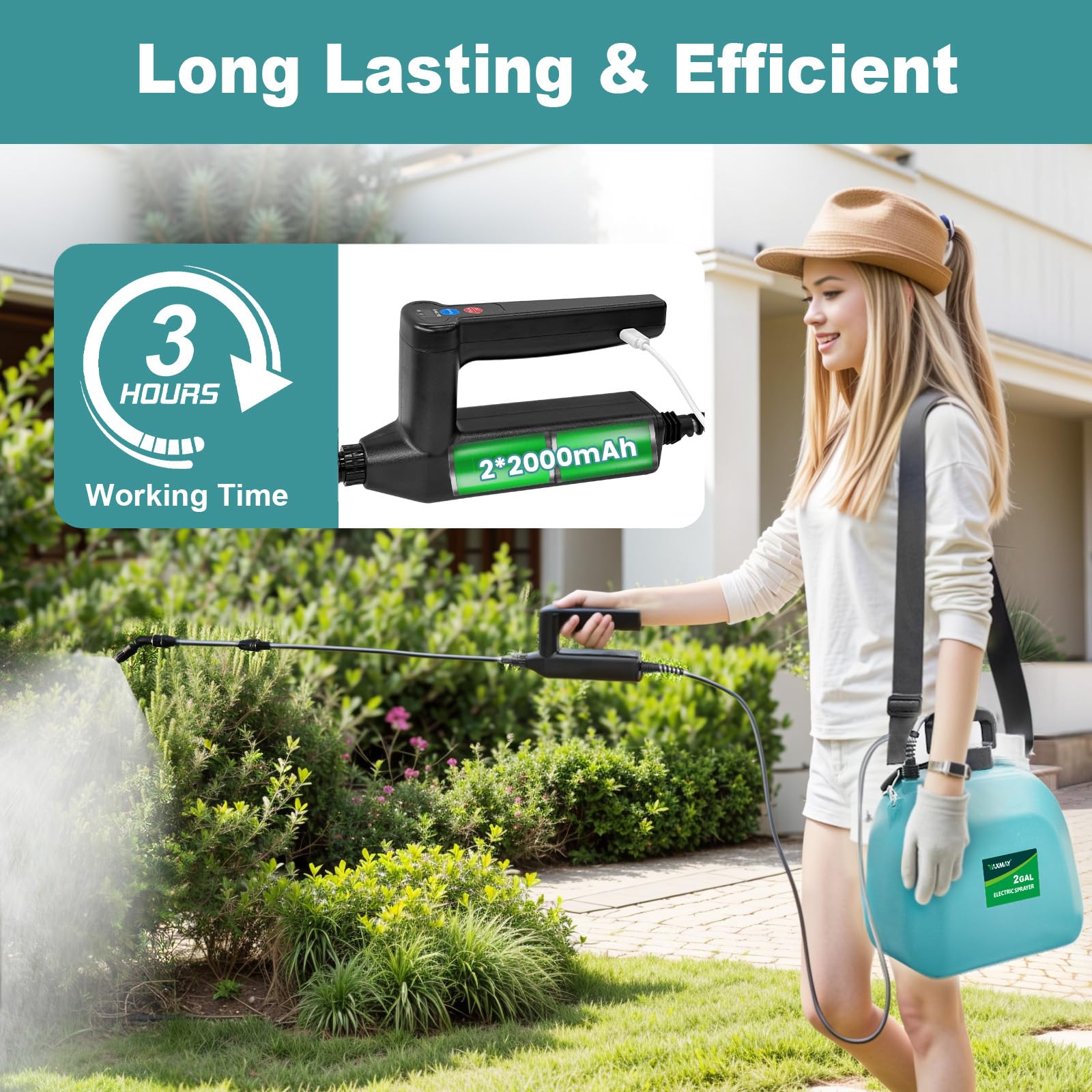 VAXMAY retractable wand extended to reach high plants and hanging baskets