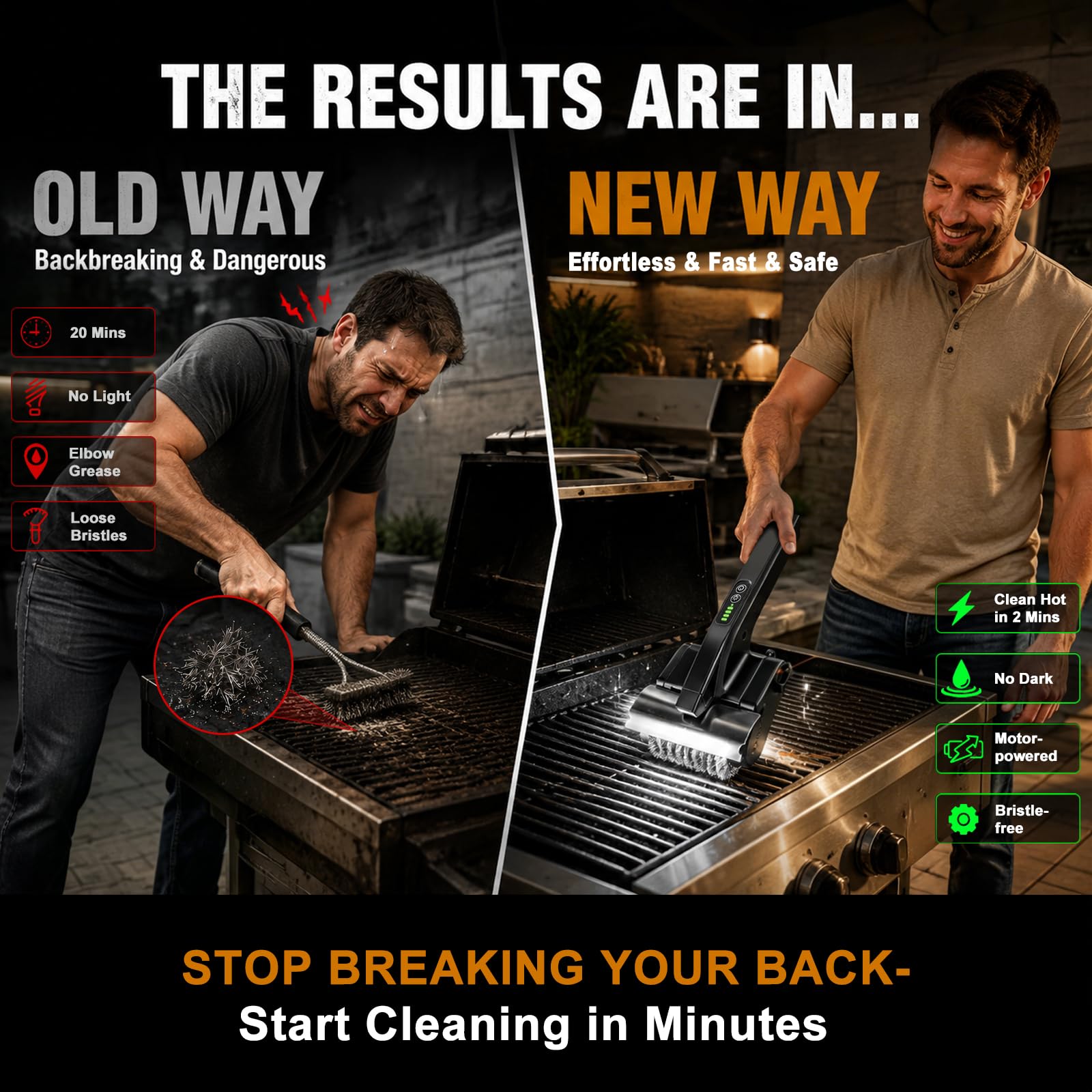 Vayepro cleaning hot grill with steam effect for easier residue removal