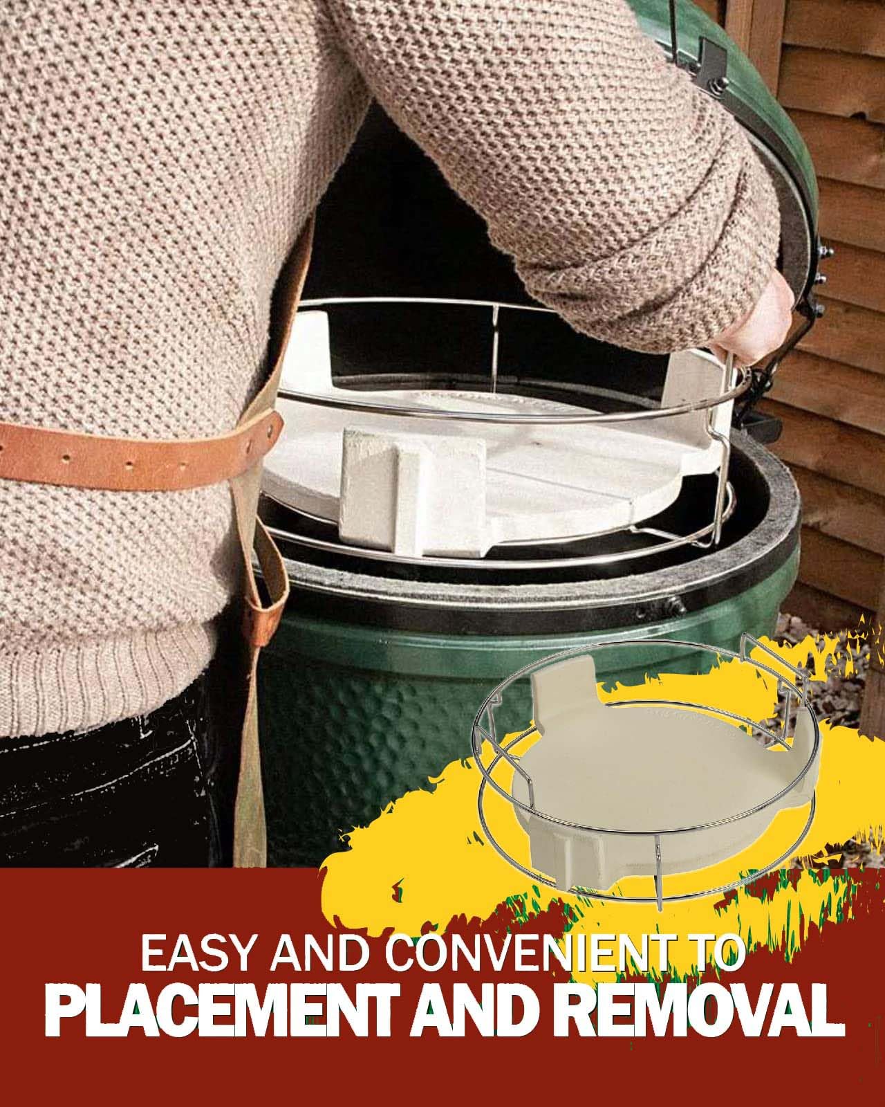 VBOYL kit installed in a Big Green Egg XL showing expanded cooking levels benefit