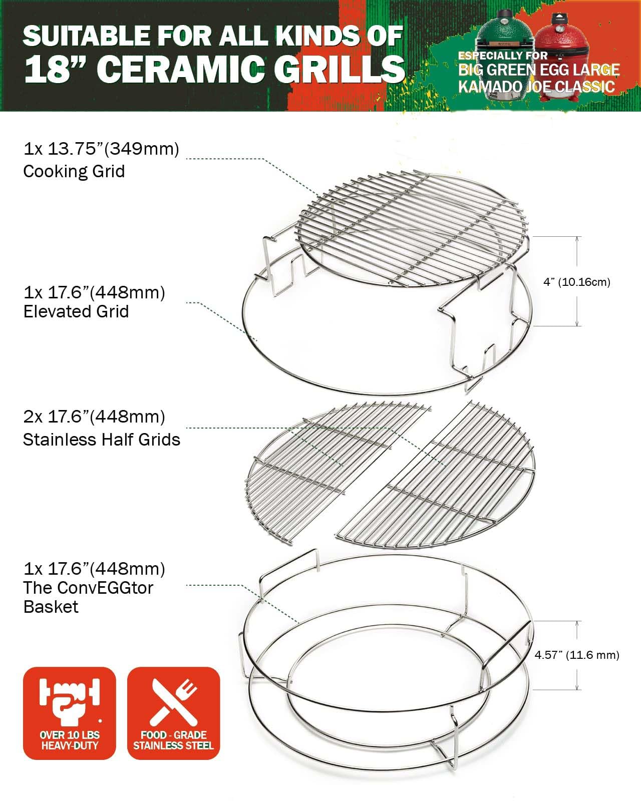 VBOYL close-up of upper rack showing grill surface and easy-access cooking benefit