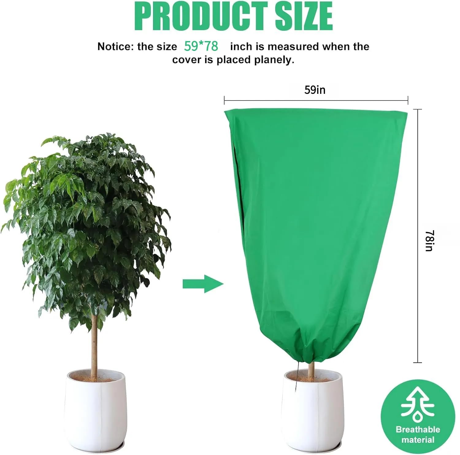 VBWSL cover fitted on potted plant outdoors keeping plant insulated