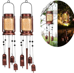Vcdsoy front view of two mason jar wind chimes showing design and hanging hardware