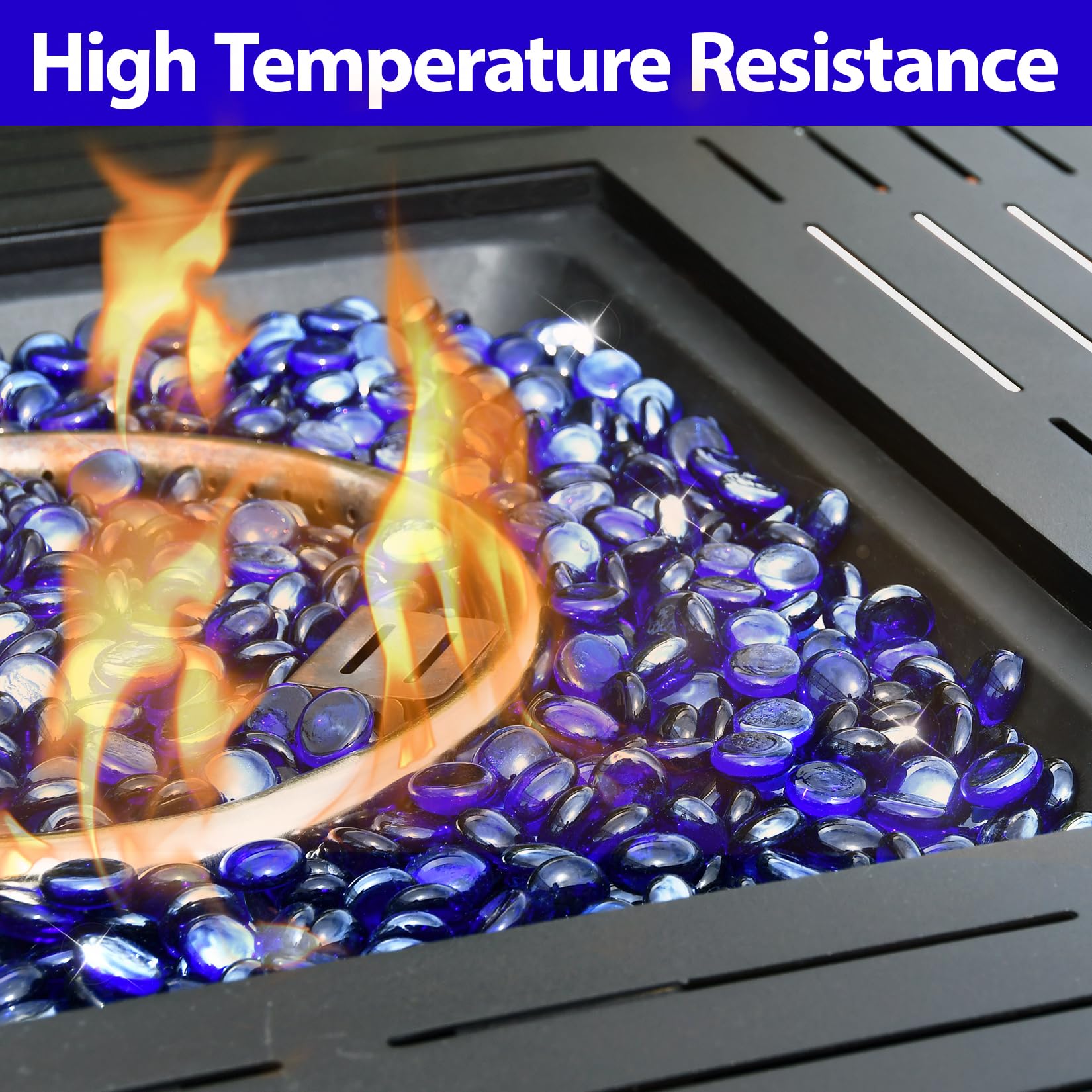 vchin cobalt blue in fire pit with flames highlighting color contrast