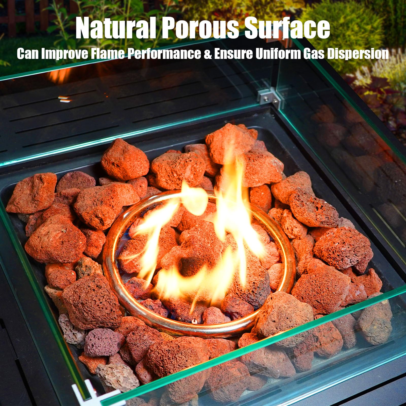 vchin lava rocks arranged in outdoor fire pit enhancing flame visuals