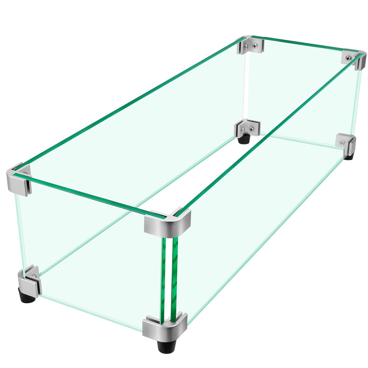 vchin front view of glass wind guard showing clear sleek shield and flame visibility