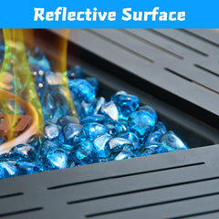 vchin fire glass with flames reflecting for brighter, more vivid flames