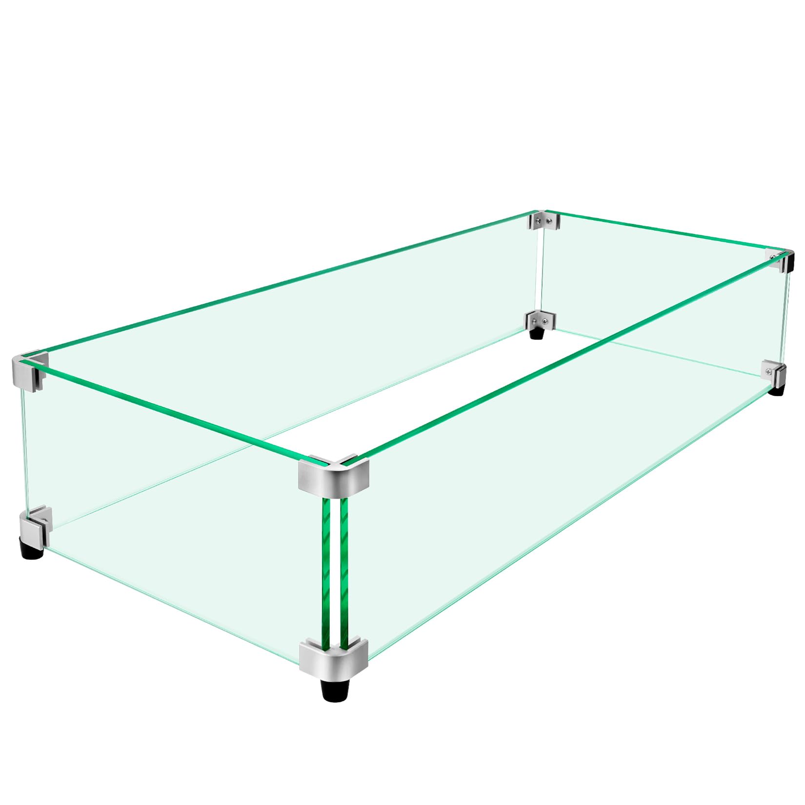 vchin front view of tempered glass wind guard showing clean modern look and flame visibility