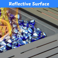 vchin fire glass in a propane fire pit lit, creating vibrant visible flames and cleaner look