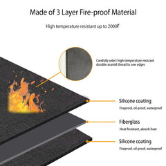 VCHOMY mat under charcoal grill demonstrating heat protection