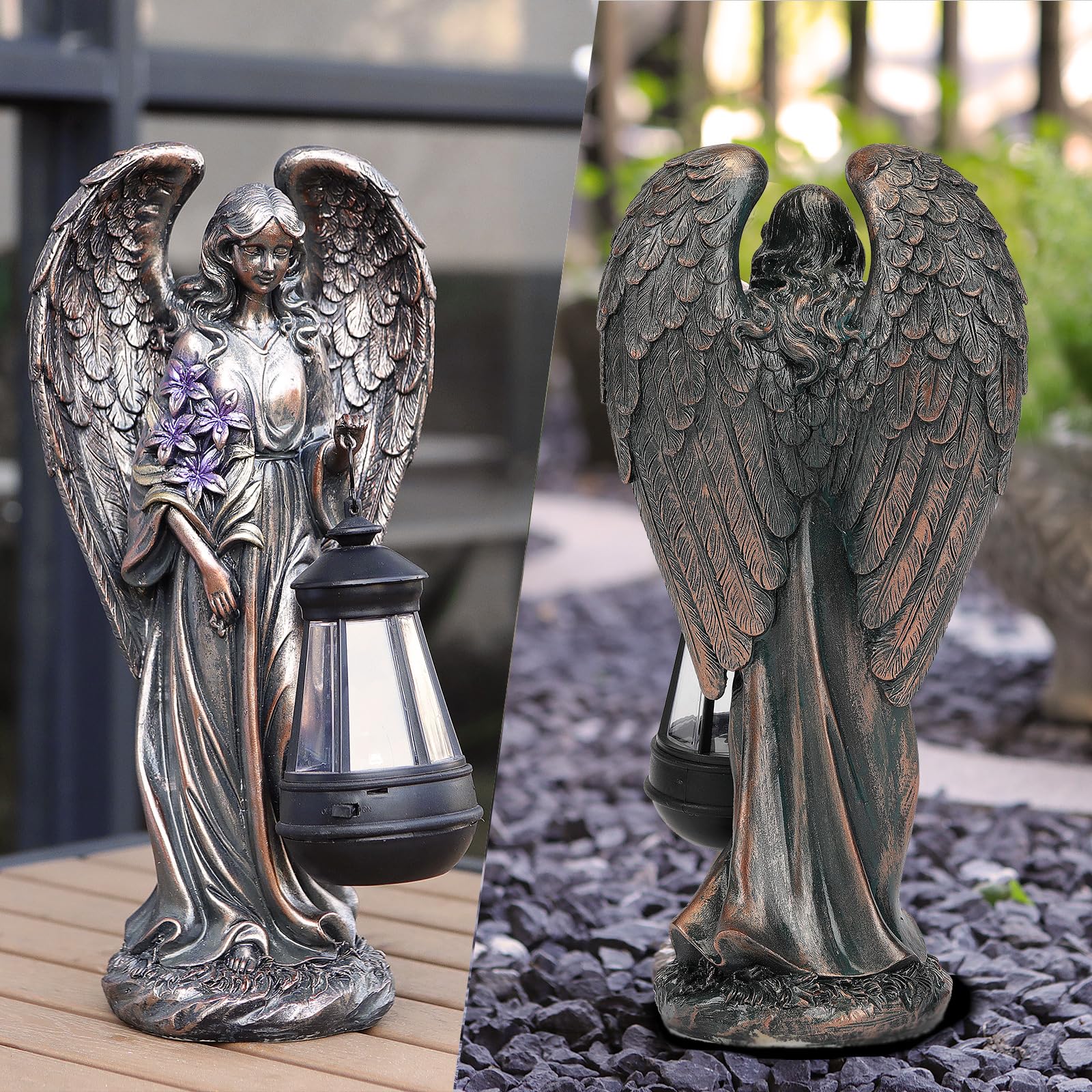 VChymm angel side profile emphasizing sculpted wings and weatherproof construction benefit