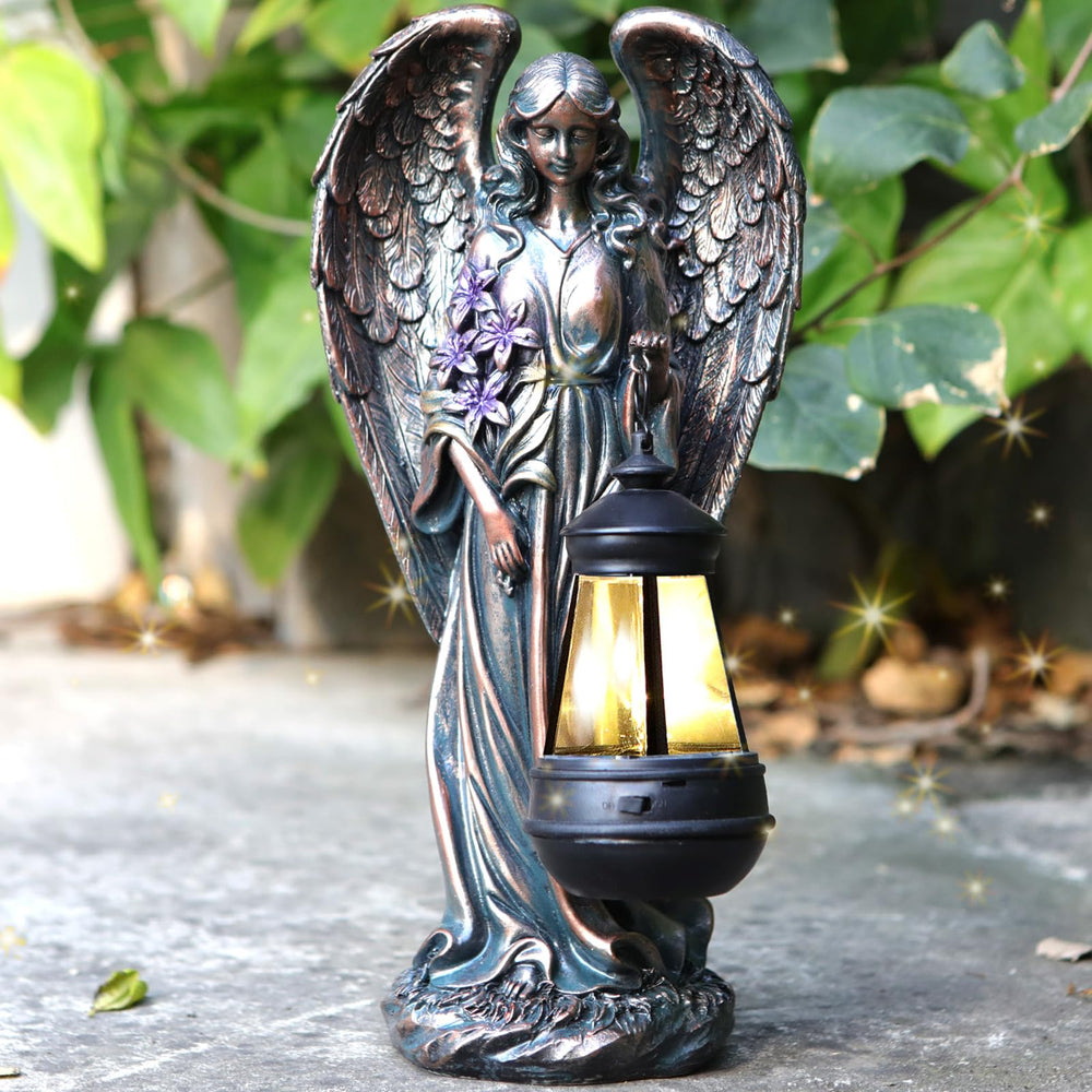VChymm bronze angel front view showing decorative detail and ambient lighting benefit