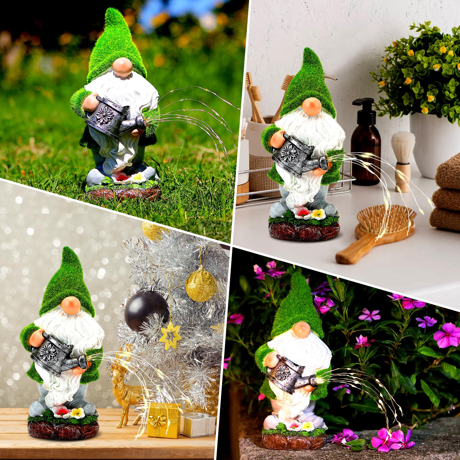VChymm garden gnome glowing at night adding soft pathway illumination and ambiance