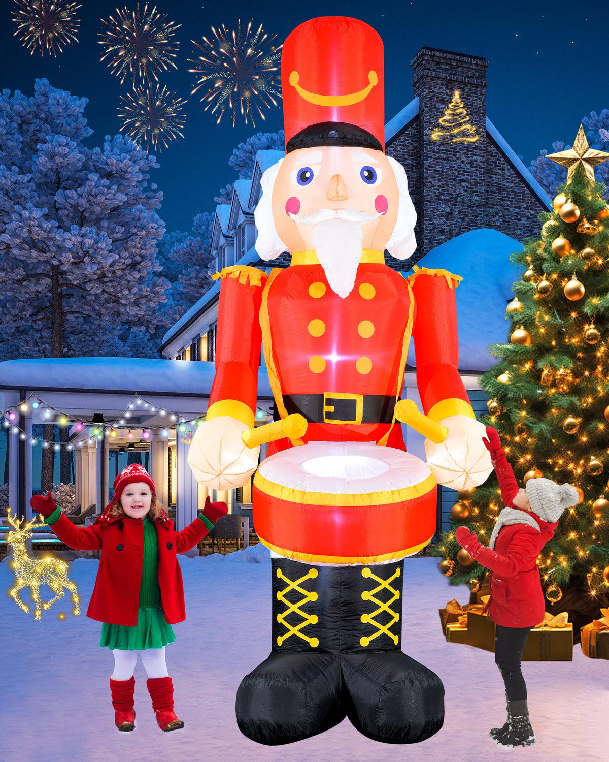 VCOKEN nutcracker front view showing festive design and curb appeal