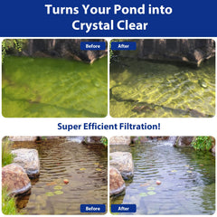 VCRAZE filter box open displaying four-layer media for clearer pond water