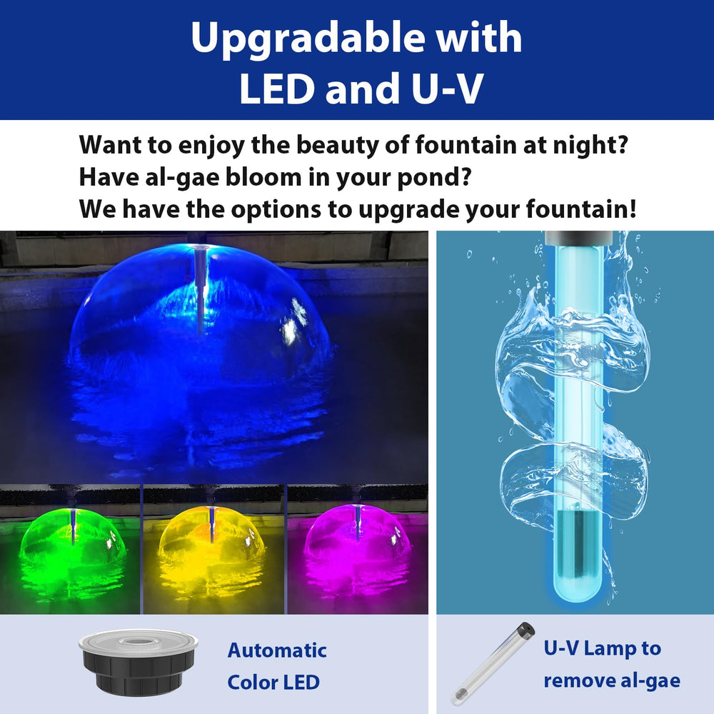 VCRAZE fountain in pond lifestyle shot showcasing aeration and visual appeal