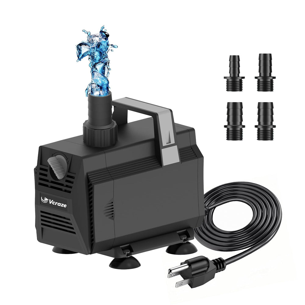 VCRAZE pump front view showing compact design and stable base, improving placement