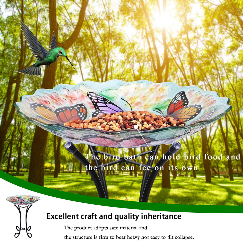 VCUTEKA bird bathing in bowl in garden setting, invites wildlife to your yard
