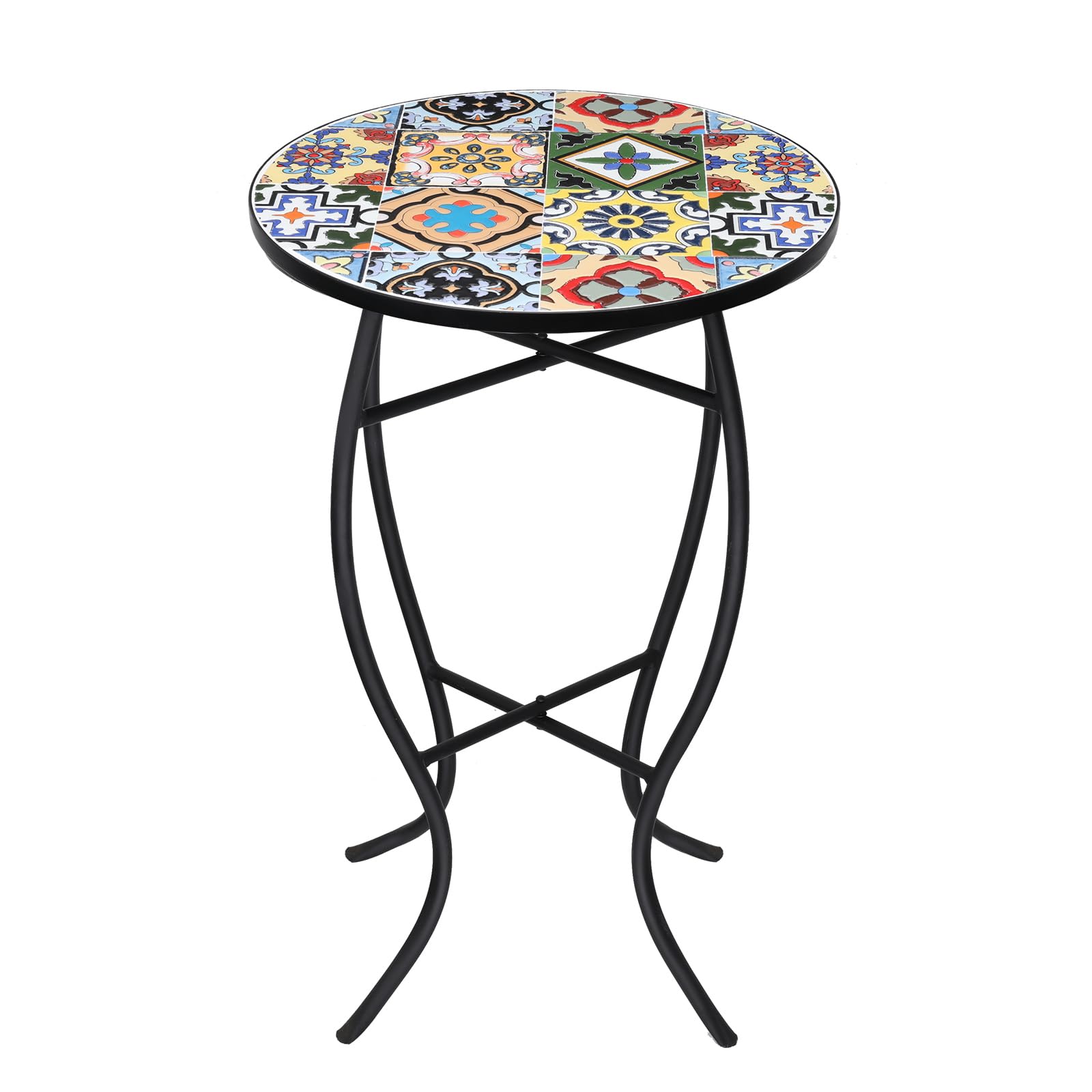 VCUTEKA mosaic pattern in blue tones on table top adding vibrant design accent