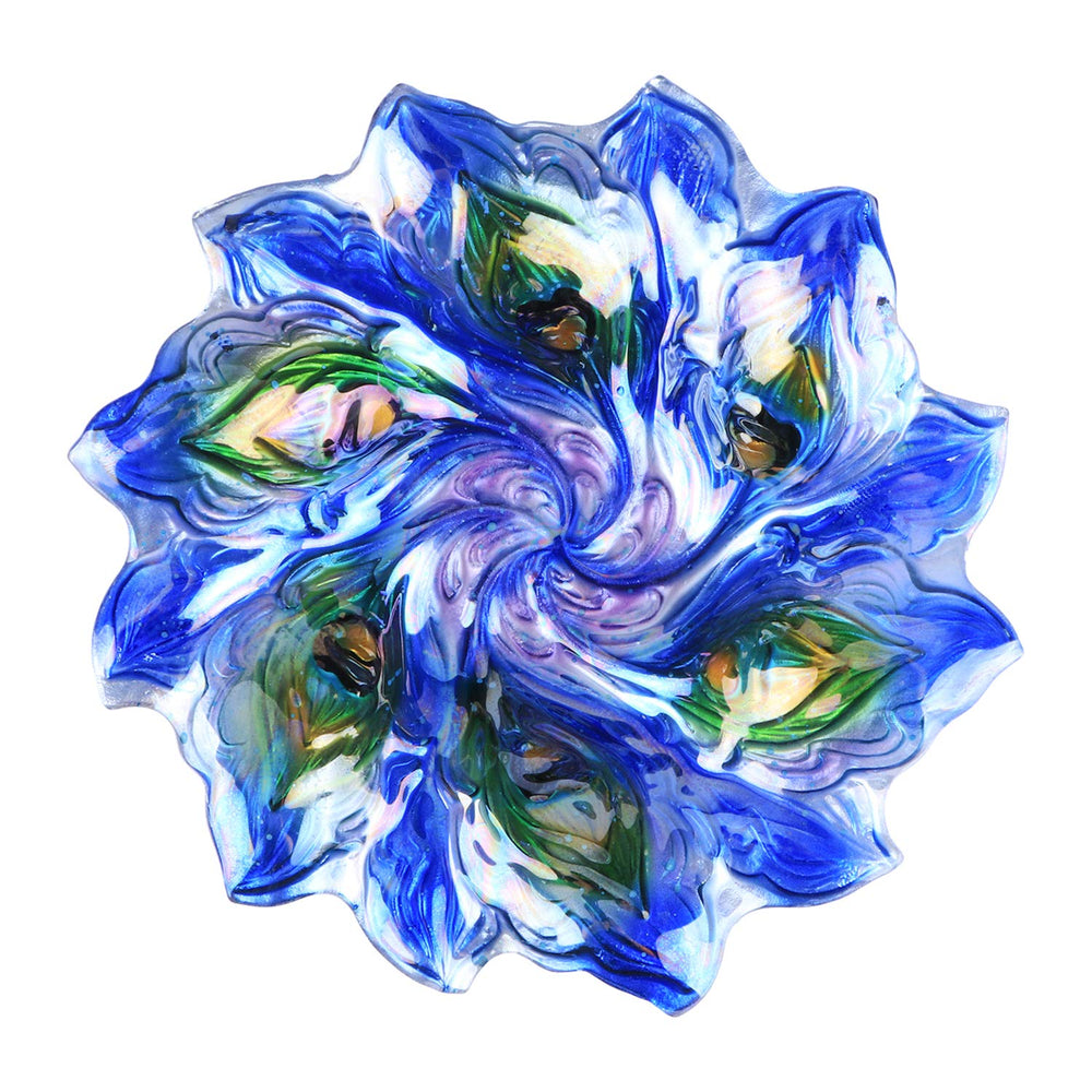 VCUTEKA close-up of stained-glass-style flower bowl showing texture and easy-to-clean surface