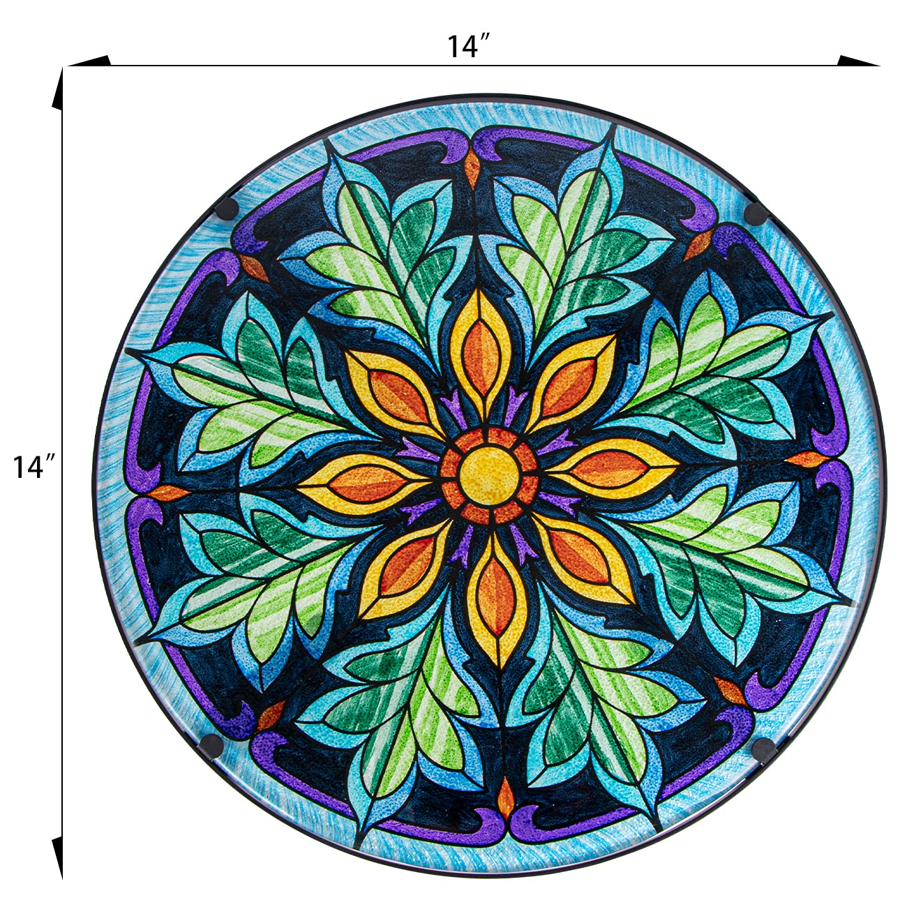 VCUTEKA close-up of colorful mandala glass top, vibrant focal point for patios