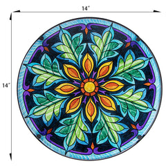 VCUTEKA close-up of colorful mandala glass top, vibrant focal point for patios