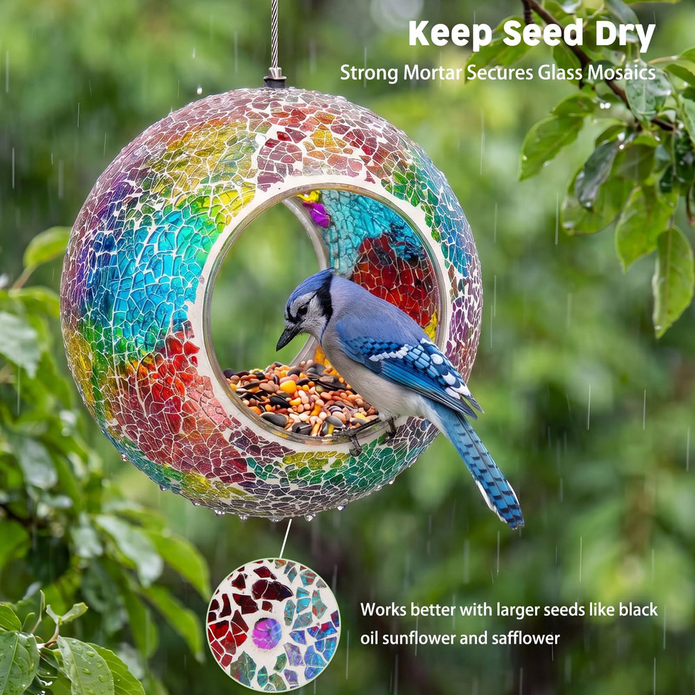 VCUTEKA fly-through opening detail showing roomy entrance that helps birds feed easily