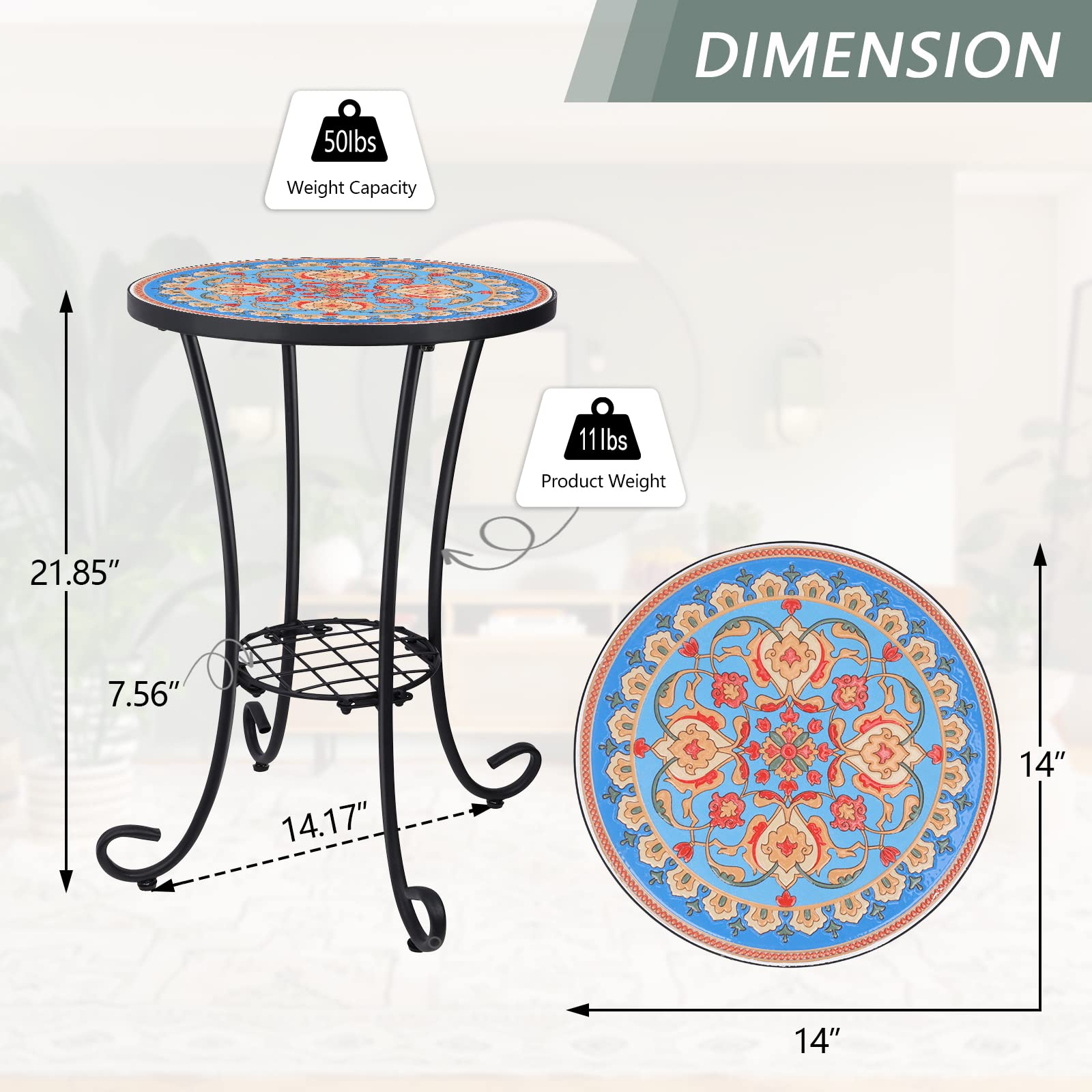 VCUTEKA metal leg and powder-coat detail, rust-resistant for outdoor use