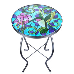 VCUTEKA front view showing stained glass top and sturdy frame, decorative and durable