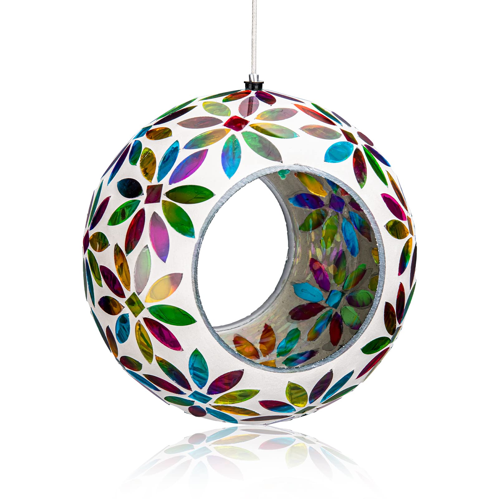 VCUTEKA front view of mosaic bird feeder adds color and attracts birds