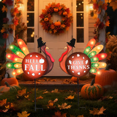 VCUTEKA front view turkey stake showing colorful seasonal design and curb appeal