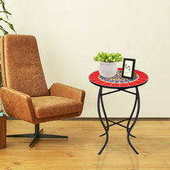 VCUTEKA table in use on a patio holding drinks and plants, adds decorative convenience