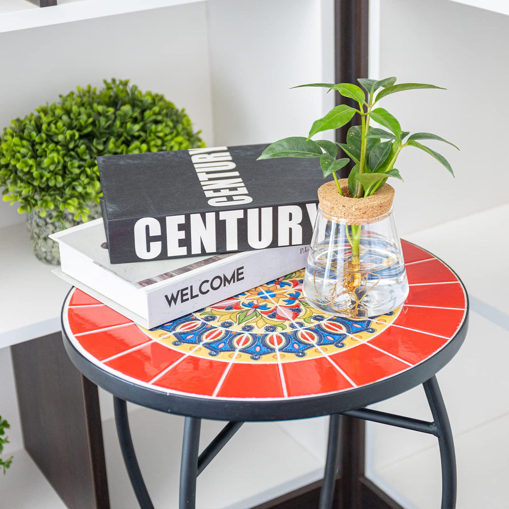 VCUTEKA close-up of ceramic mosaic top revealing pattern and easy-to-clean glazed finish