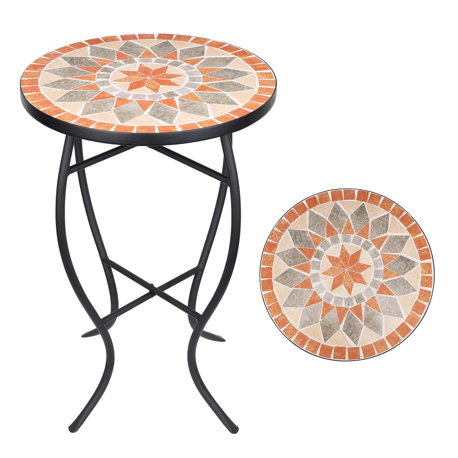 VCUTEKA front view of mosaic tabletop showing vibrant patterns and durable finish