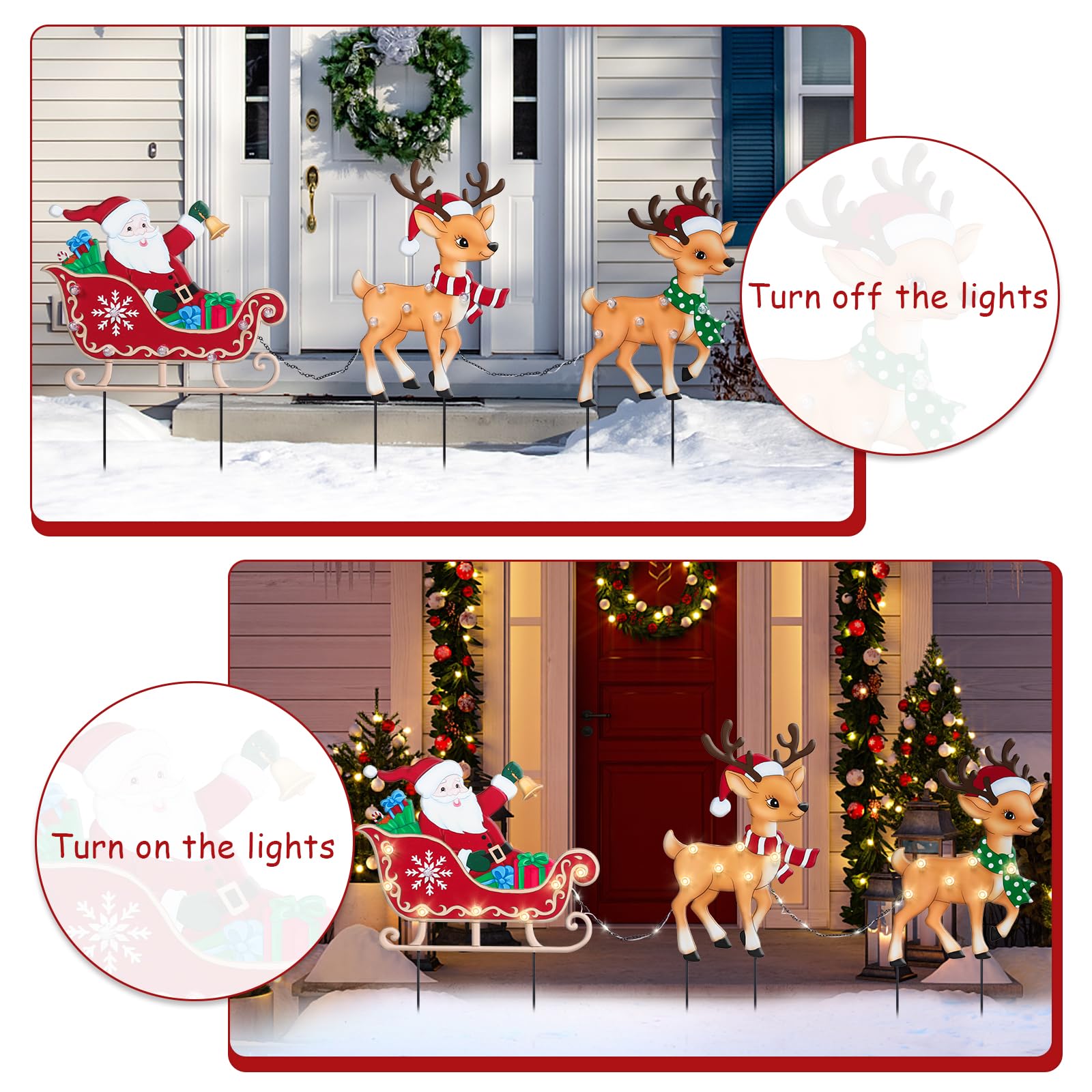 VCUTEKA detailed print of Santa and reindeer displaying vibrant colors