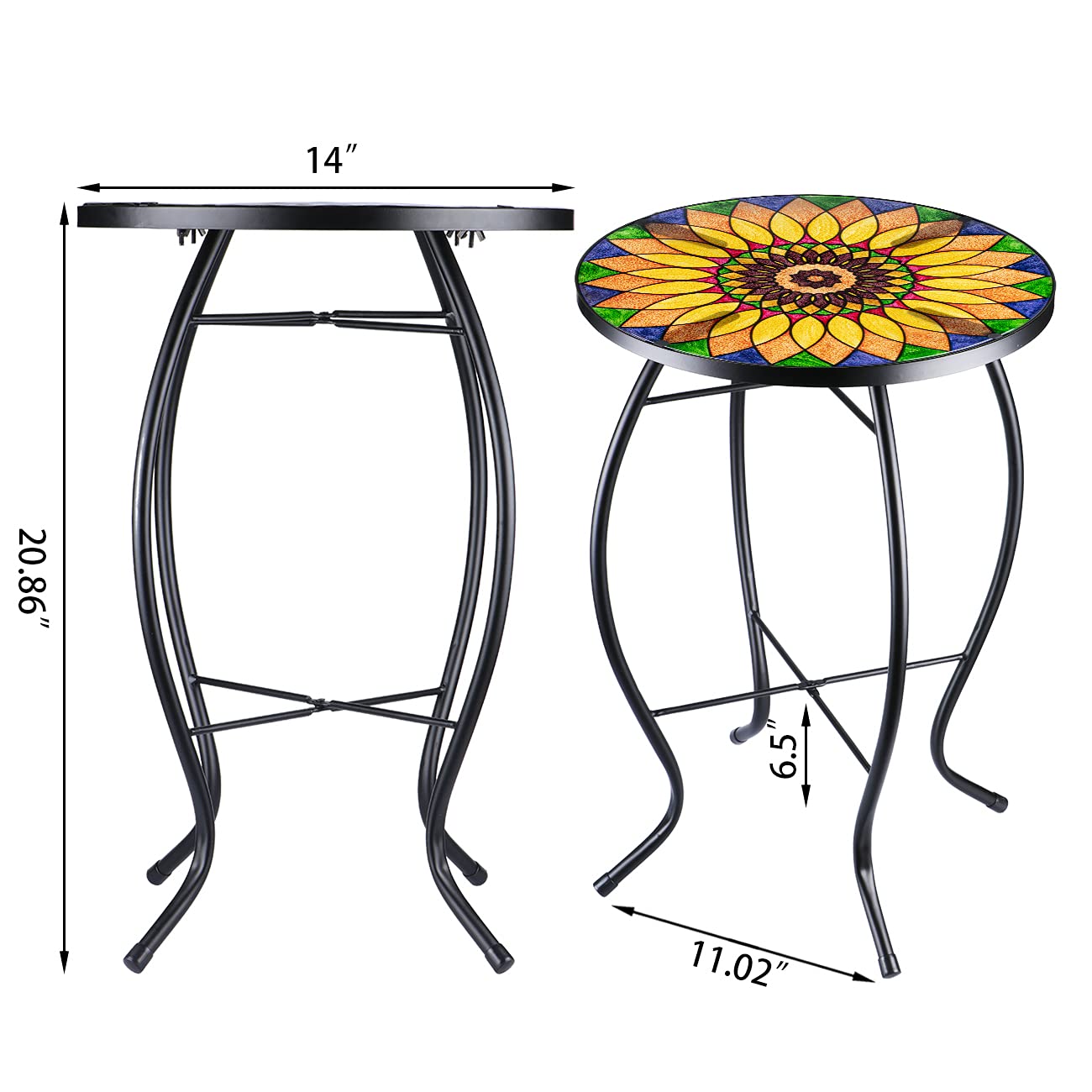 VCUTEKA powder-coated metal frame detail showing rust-resistant finish and stability
