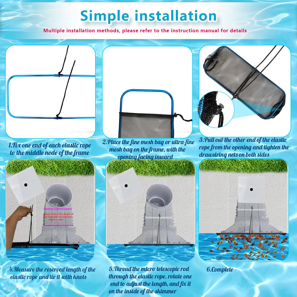 Vecacosic installed flat over skimmer demonstrating simple, secure placement