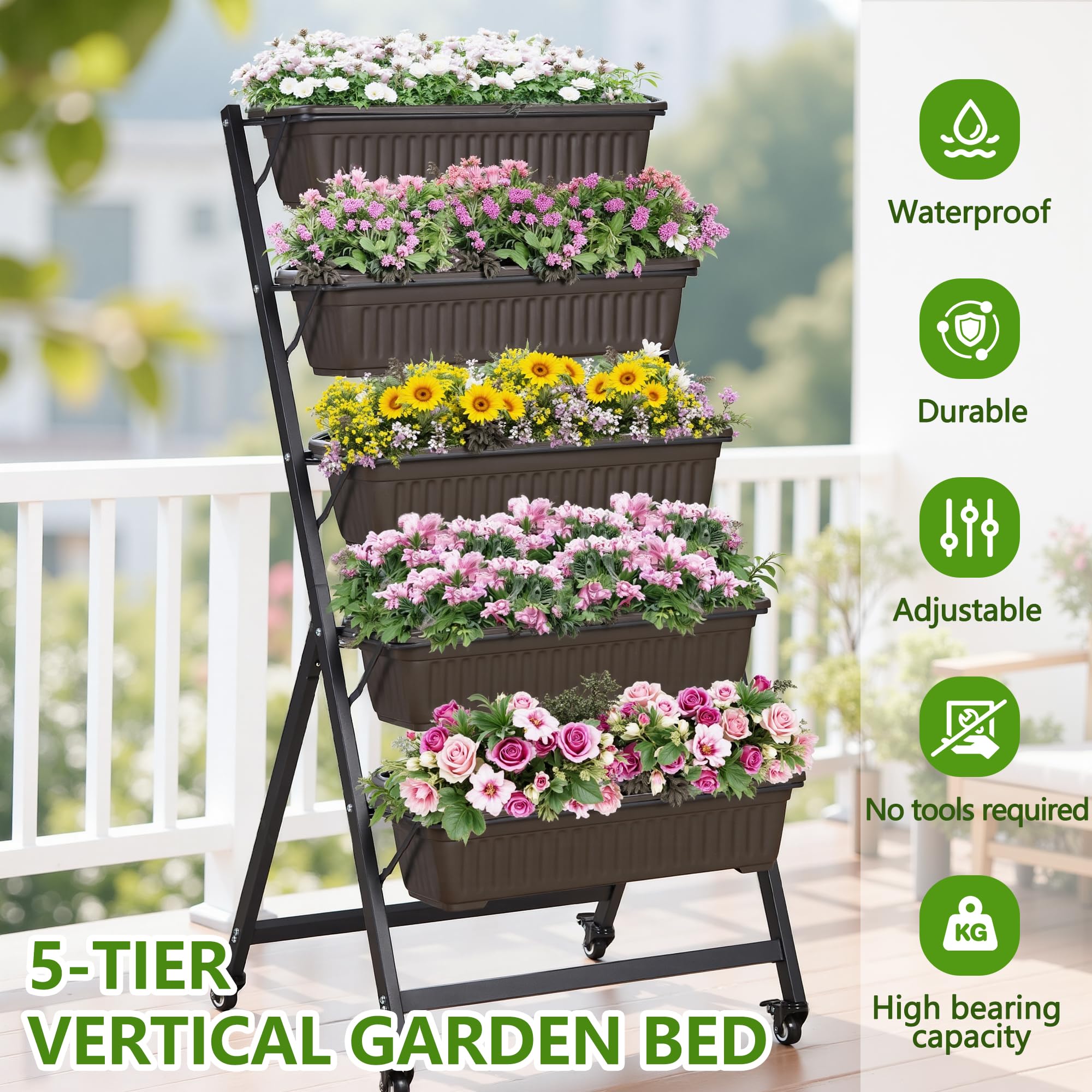 VECELO close-up of planter box showing durable construction benefit