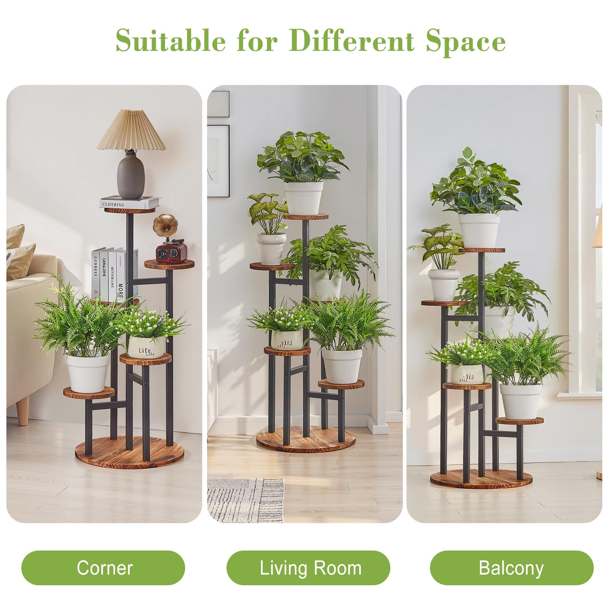 VECELO plant stand in balcony corner showing space-saving outdoor styling