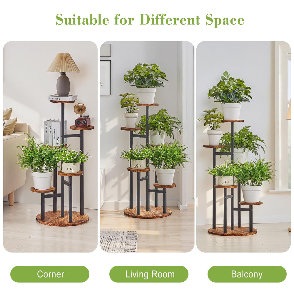 VECELO plant stand in balcony corner showing space-saving outdoor styling