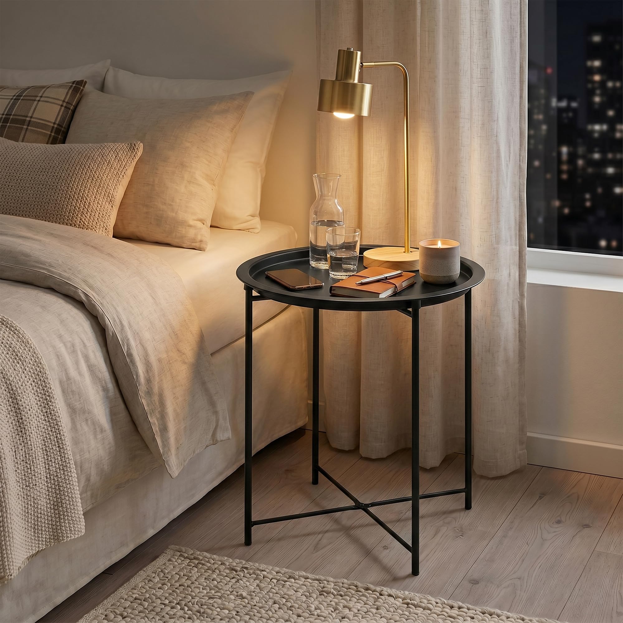 VECELO folded table flat for storage demonstrating space-saving benefit
