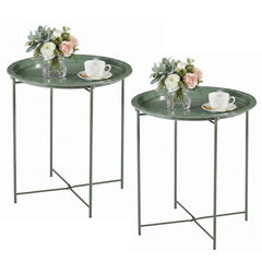VECELO dark green front view showing compact side table and tray benefit