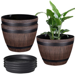 VECELO front view of three barrel planters protecting surfaces