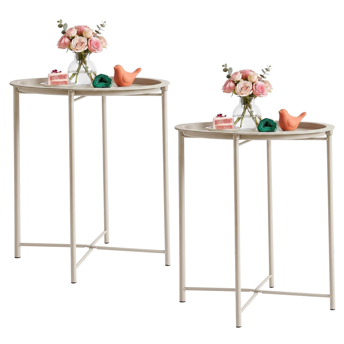 VECELO front view grey side table showing compact design and versatility